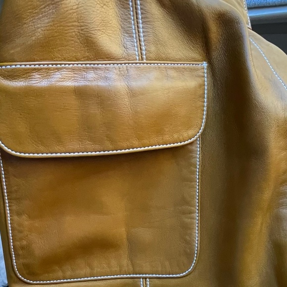 Linda Allard Ellen Tracy gold mustard leather skirt 6 - Picture 7 of 10